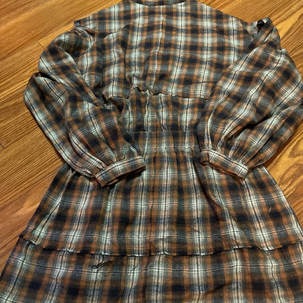 Fate Brown Plaid Long Sleeve Dress - Picture 3 of 4